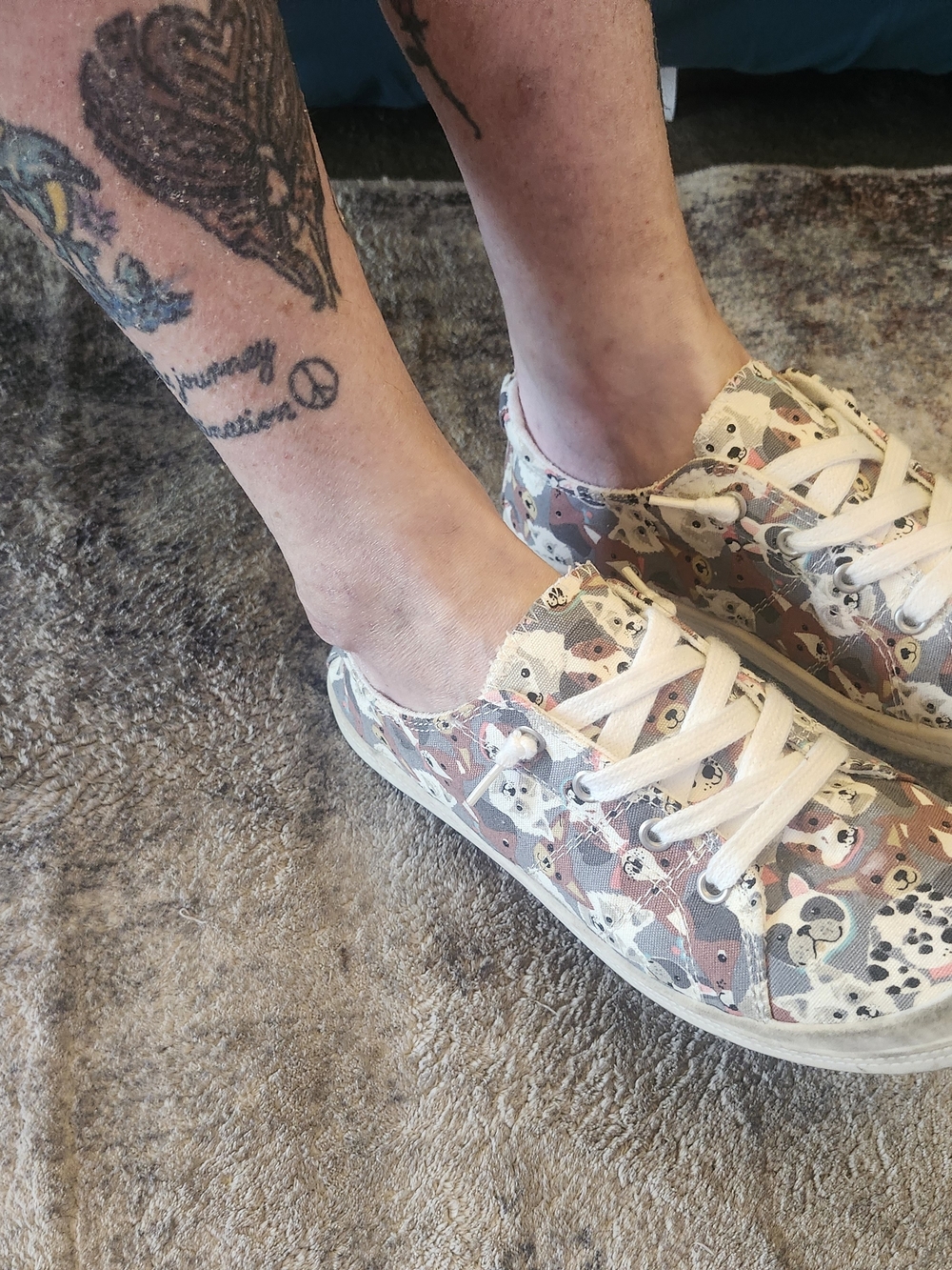 Isaac Mizrahi Cream Canvas Lace-Up Sneakers with Multicolor Dog Print